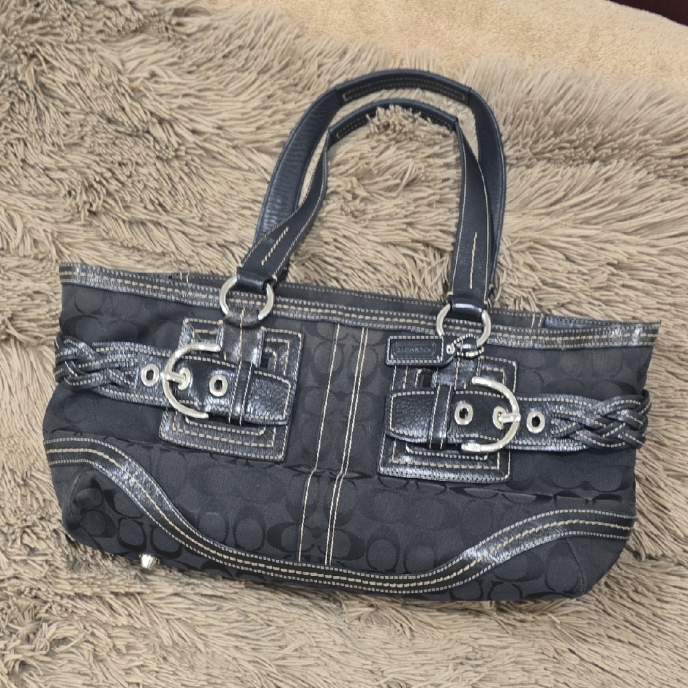 Coach Black and Gray Shoulder Bag